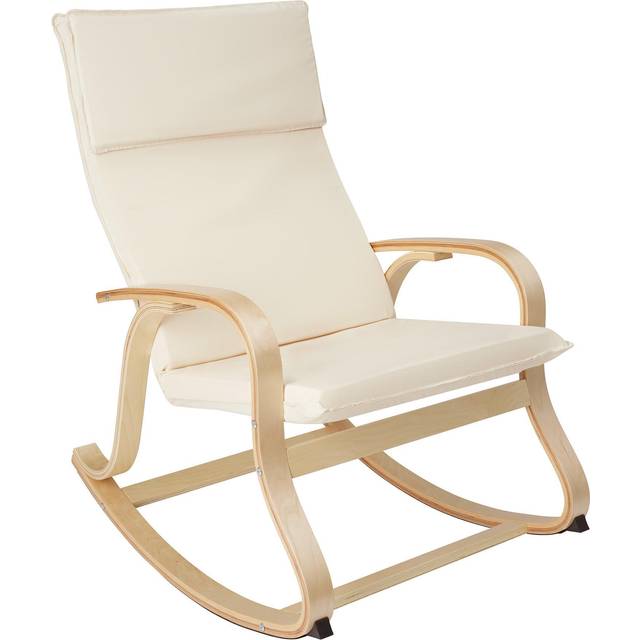 Tectake 1 Rocking Chair Roca - With Armrests, Comfortable Padding And Floor Protectors  - Beige - One Size