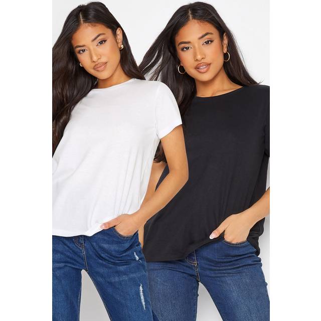2 Pack Petite Black & White Basic Tshirts 12 Pixiegirl | Petite Women's T-Shirts