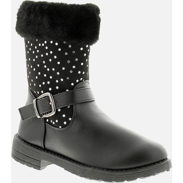 Miss Riot Girls Boots Knee High Long Charlie Zip black Pu - Size UK 12 Kids - Black