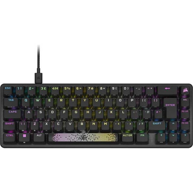 CORSAIR K65 PRO MINI RGB 65% optisk-mekaniskt trådbundet speltangentbord – OPX linjära brytare – PBT-dubbelshot-tangenter – iCUE-kompatibel – PC, PS5, PS4, Xbox – QWERTY UK – svart