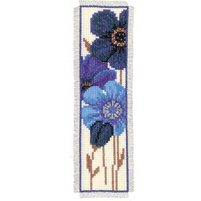 Counted Cross Stitch Kit Bookmark Blue Flowers 2 Vervaco PN-0144264