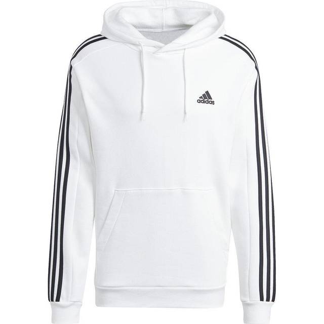 adidas För Män Essentials Fleece 3-Stripes Hoodie, White, M