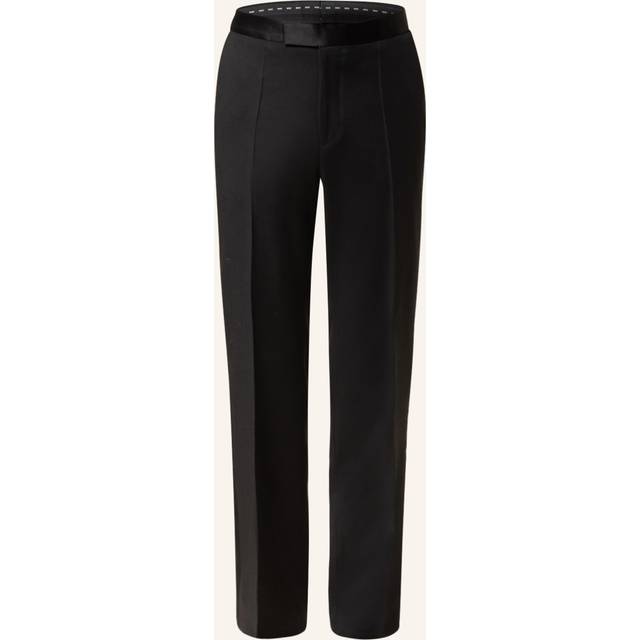 Regular-fit tuxedo trousers in virgin-wool serge - Black