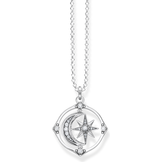 Thomas Sabo damhalsband med hänge, stjärna och måne, silver 70 cm, 70cm, Sterlingsilver, Ej tillämpbar