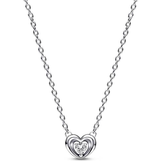 Pandora Moments Silver Cz Pendant Necklace