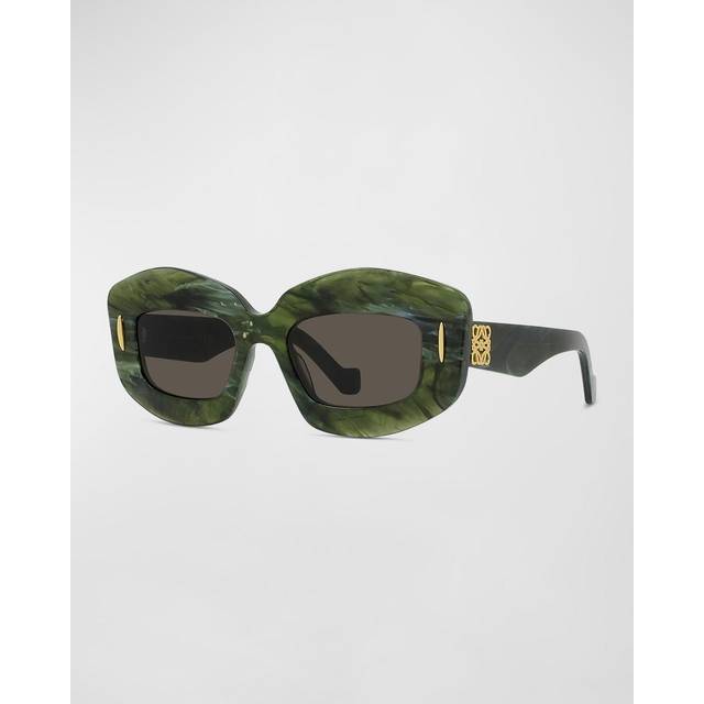 Loewe Jade Acetate Rectangle With Golden Accents SDKGRN/BRN