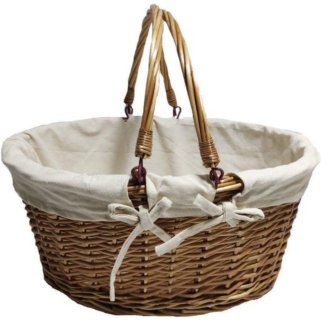 Lined Double Steamed Wicker Shopping Basket With Swing Handles