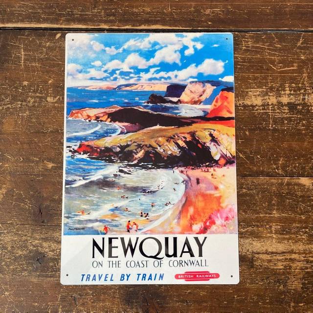 Vintage Metal Sign - British Railways Retro Advertising, Newquay