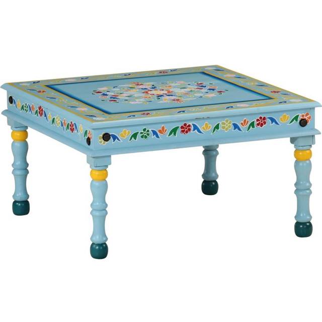 vidaXL Coffee Table Turquoise Hand Painted Solid Wood Mango