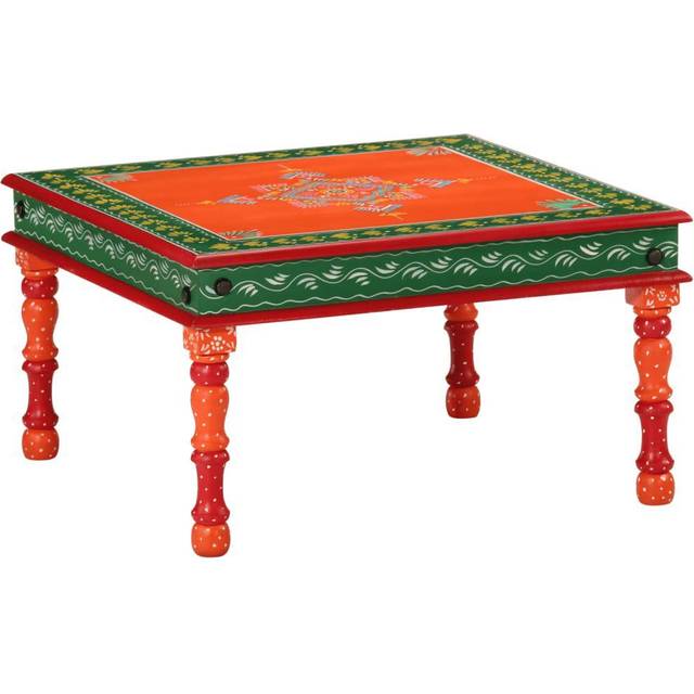 vidaXL Coffee Table Orange Hand Painted Solid Wood Mango