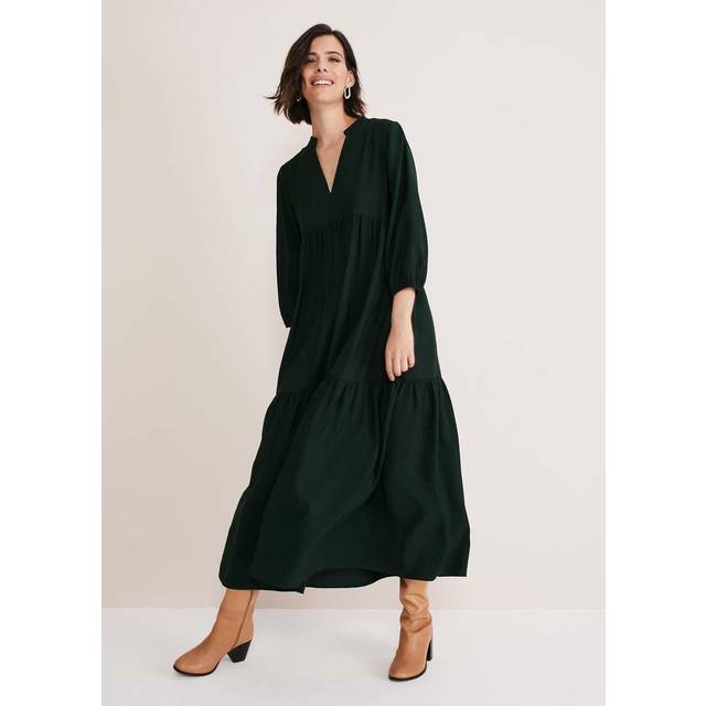 Phase Eight Women's Jayde Tiered Midaxi Dress - Dark Green - 12