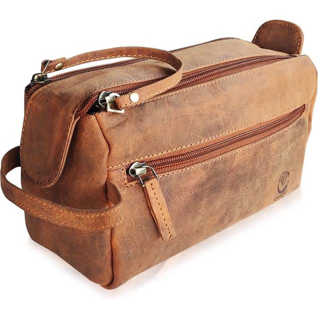 Leather Wash Bag for Men - Handcrafted Toiletry Bag for All Your Travel ToiletriesMediumBrown