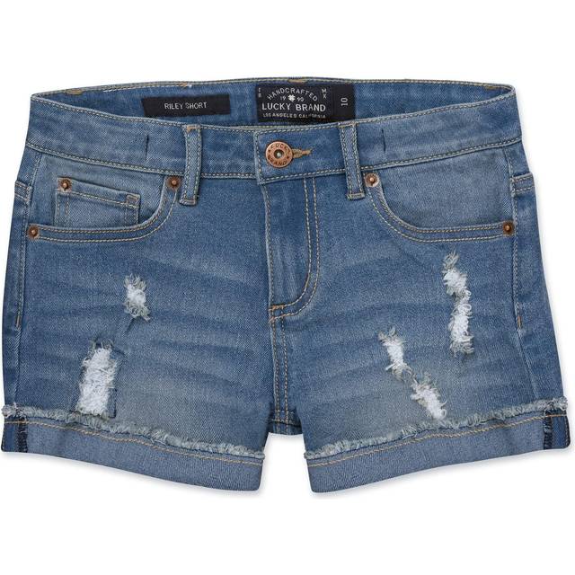 Lucky Brand Girls' Cuffed Jean Shorts  Stretch Denim with 5 pockets  M