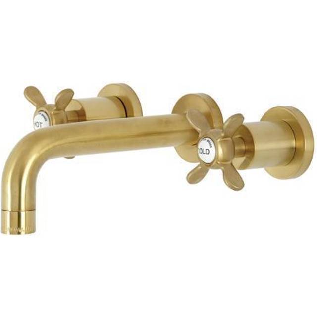 Kingston Brass KS8127BEX Essex 2-Handle 8 in. Wall Mount Bathroom Faucet Brushed Brass