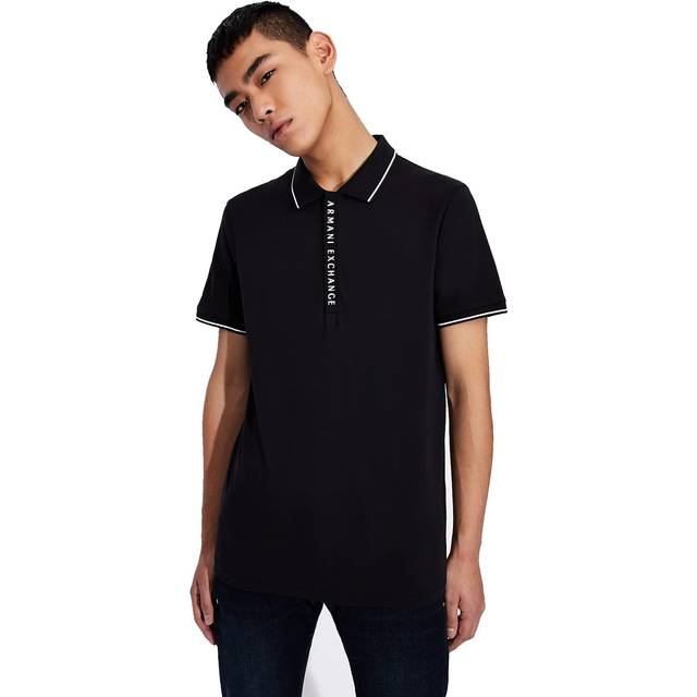 Polo with contrasting logo in cotton spandex