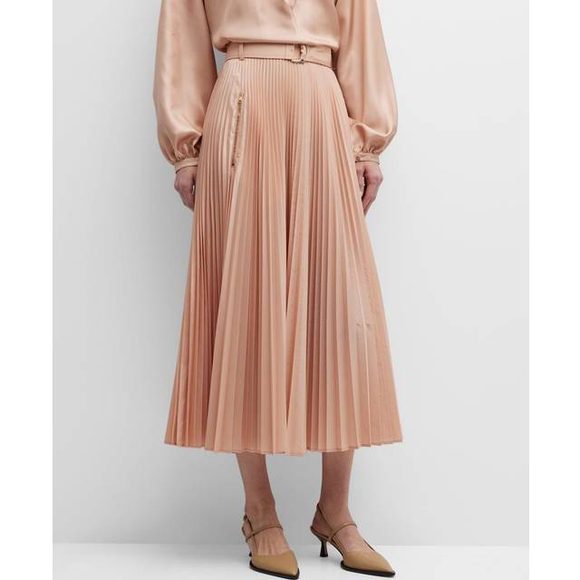 Max Mara, Midi Skirts, female, Pink, XS, Pink Pleated Midi Skirt