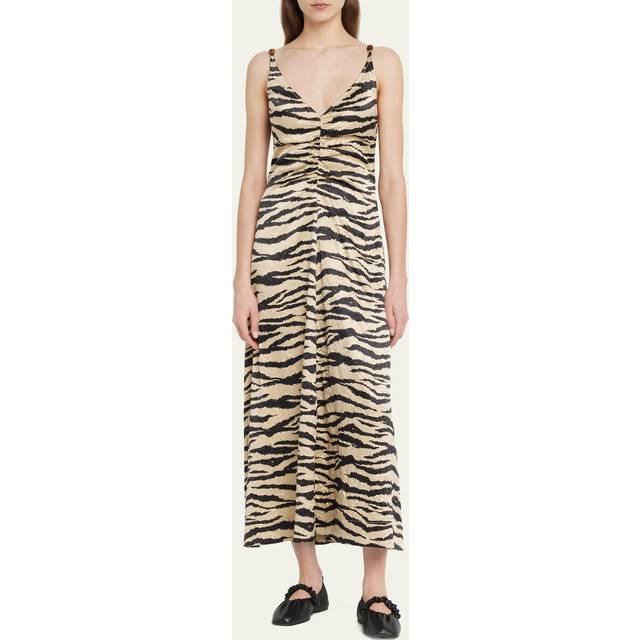 GANNI Khaki Crinkled Maxi Dress - 531 Pale Khaki - DK 36