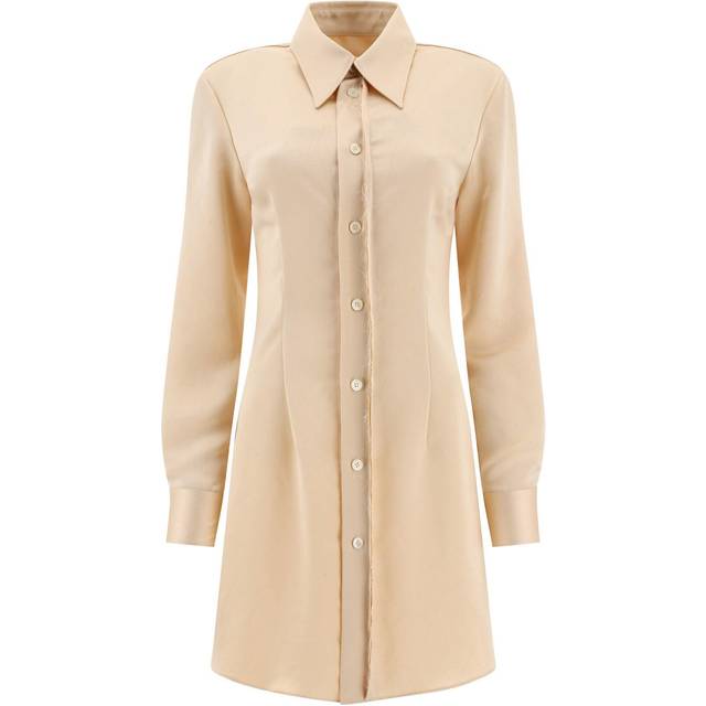 MM6 Maison Margiela Beige Wrinkled Minidress - 102 Off White - IT 46