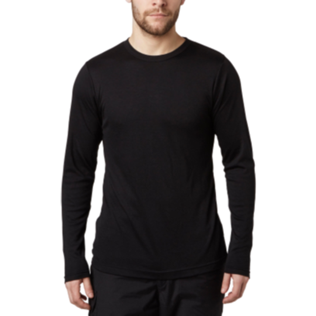 Men's Long Sleeve Thermal Crew Base Layer Top, Black