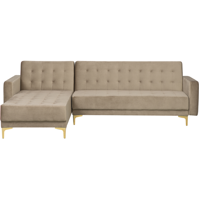 Right Hand Velvet Corner Sofa Sand Beige ABERDEEN