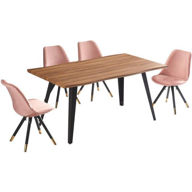 Sofia Rocco LUX Dining Set Includes a Table and Chairs Set of 4 - Pink