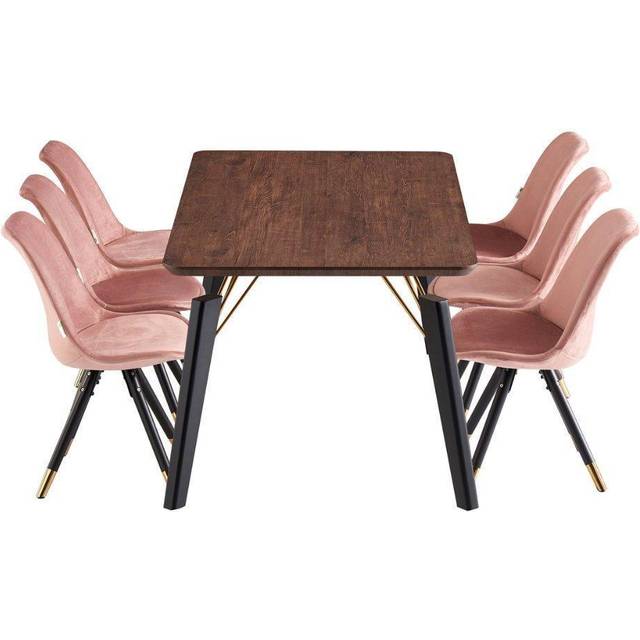 Sofia Cosmo LUX Dining Set with a Modern Table and Chairs Set of 6 - Pink