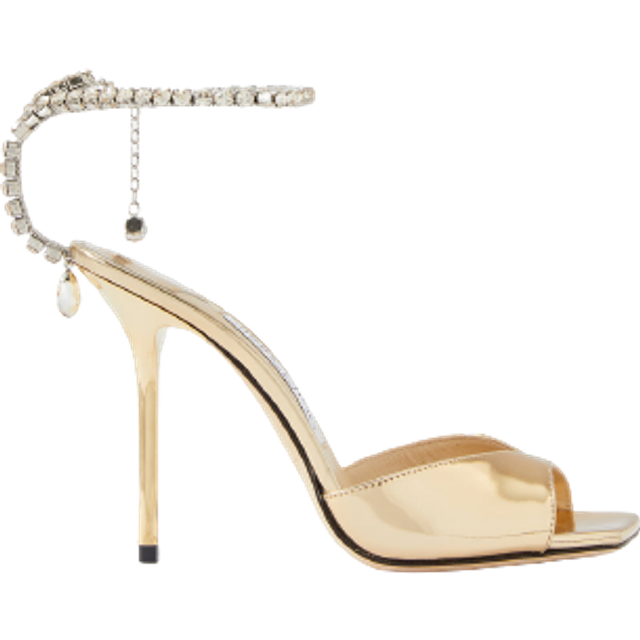 Jimmy Choo Womens Gold/crystal Honey Saeda Crystal-embellished Metallic-leather Heeled Sandals Eur 34.5 / 1.5 Uk Women - GOLD/CRYSTAL HONEY