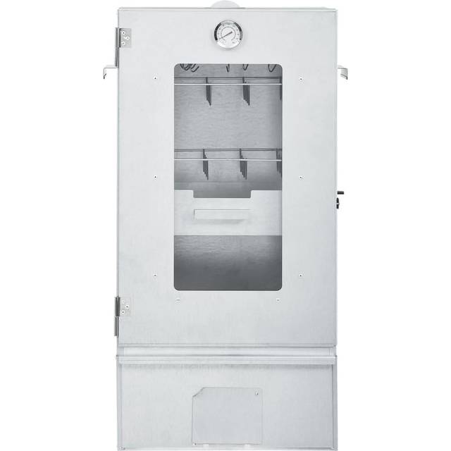 vidaXL BBQ Oven Smoker with Table Galvanised Steel - Silver