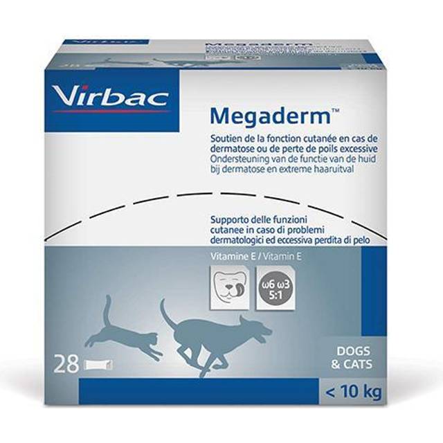 Virbac Megaderm Monodosering för hund och katt (upp till 10 kg) (28 påsar). Förpackning: 1 förpackning