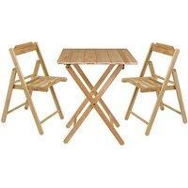 Tramontina Folding Patio Bistro Set - Natural / 1 x Table; 2 x Chairs - Neutral