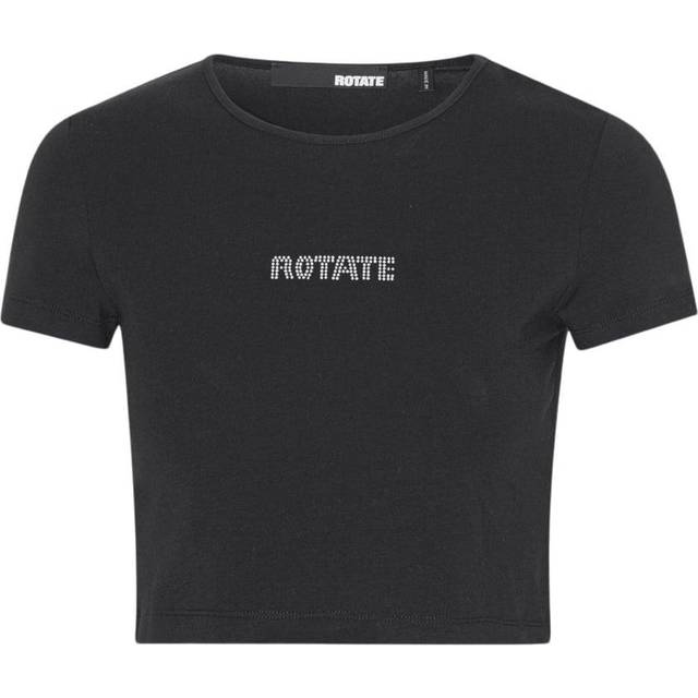 Rotate Birger Christensen Logo Crop T-Shirt - Black   - 34 DE/DK