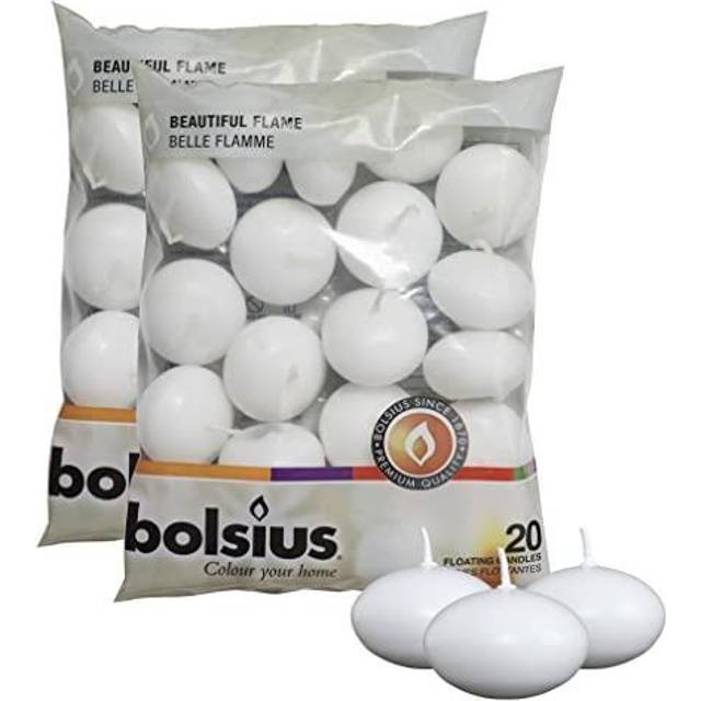 Bolsius Unscented 175 Floating Candles  Set of 40 White Floating Candles  Cute and Elegant Burning Candles  Candles with N