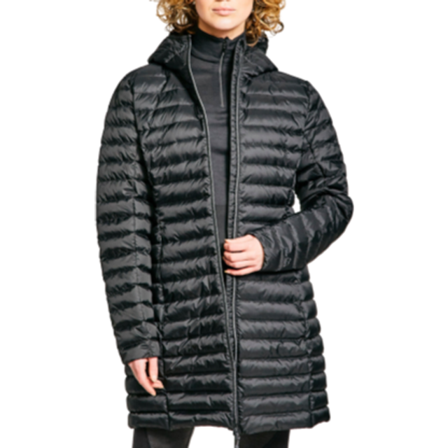Women's Long Down Jacket, Black - 12