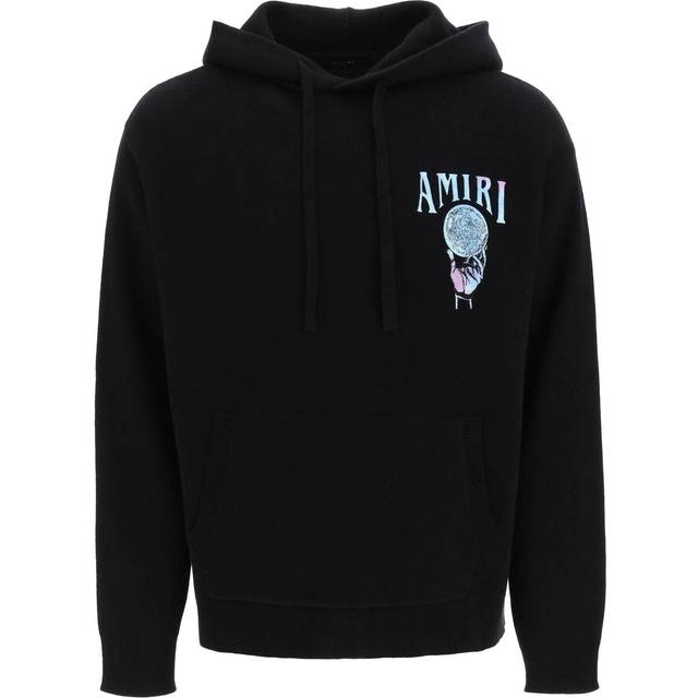 Men's Amiri Crystal Ball Black Cashmere Hoodie - Black/Black - Size: 38/Regular