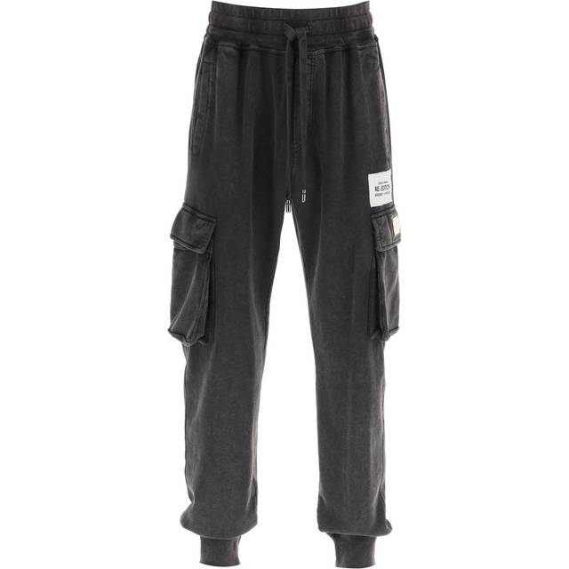 Dolce & Gabbana Men's Logo Cotton Trousers in Black | Size 50 | GV6IHTG7JH6S9000 (50)
