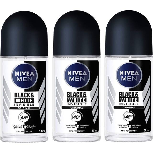 Nivea for Men Invisible for Black & White 48 Hours Deodorant Roll on 50 Ml. 3 Pack l