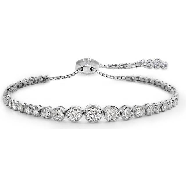 Carat London Womens Silver Quentin Sterling and 2.56ct Cubic Zirconia Bracelet 1 Size - SILVER