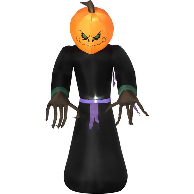LED Inflatable Pumpkin Ghost Head Monster - Orange - One Size - Homcom