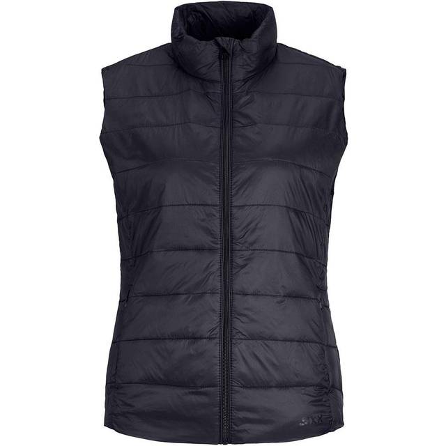 Jack & Jones Dam Gilet pufferjackor kroppsvärmare dragkedja ståkrage ärmlös kappa, Svart, M