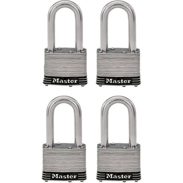 Master Lock 1SSQLF Stainless Steel Outdoor Padlock with Key  4 Pack Keyed-Alike  Silver