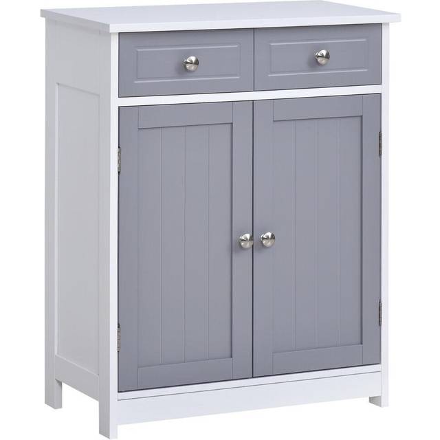 HOMCOM 75x60cm Freestanding Bathroom Storage Cabinet Unit, Grey