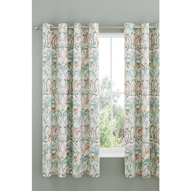 Eyelet Semi Sheer Floral Curtains (168cm W X 183cm H)