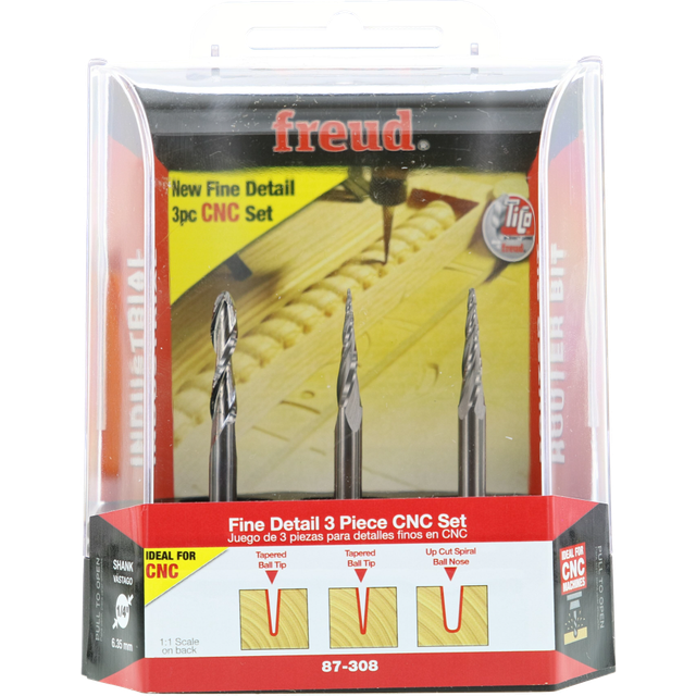 Freud 87308 3Piece CNC Fine Detail Router Bit Set