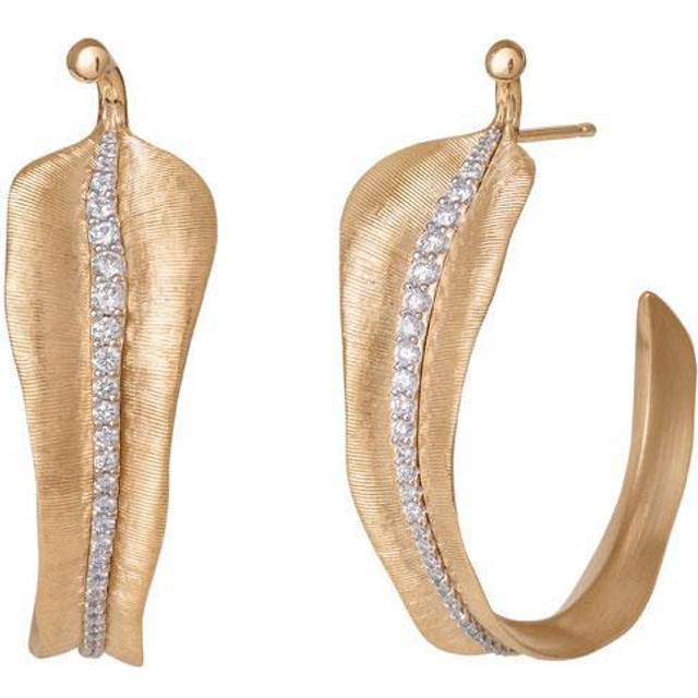 OLE LYNGGAARD COPENHAGEN Leaves 18 kt. guld creoler med 132 brillanter