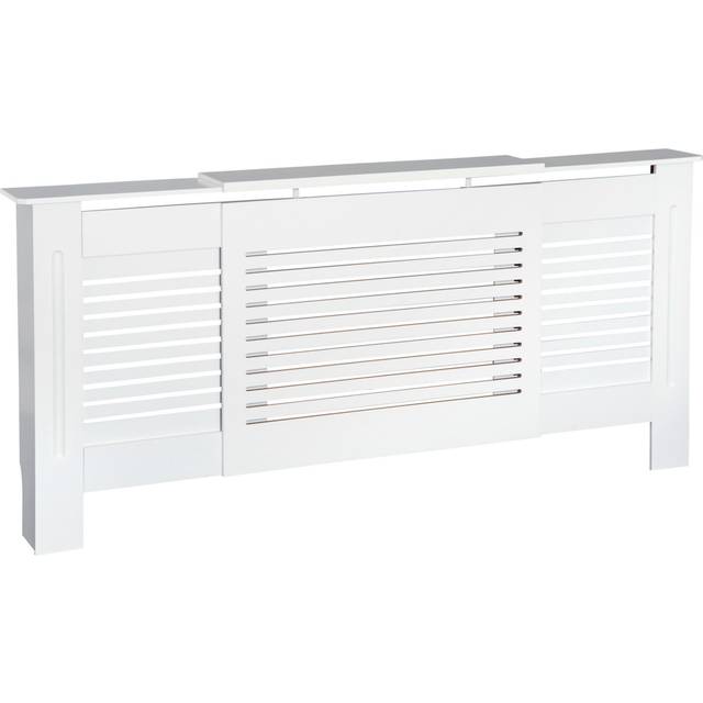 HOMCOM Extendable Radiator Cover Cabinet Shelving Slatted Design MDF White Home