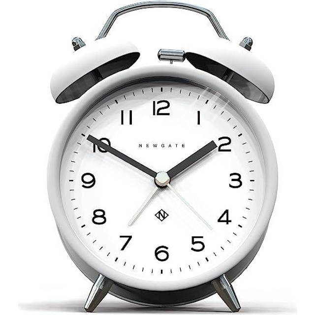 Newgate Clocks Charlie Twin Bell Echo Silent Sweep Analogue Alarm Clock