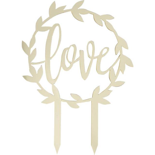 Gold Scripted Acrylic Love Wedding Cake Topper Decoration Single Pack