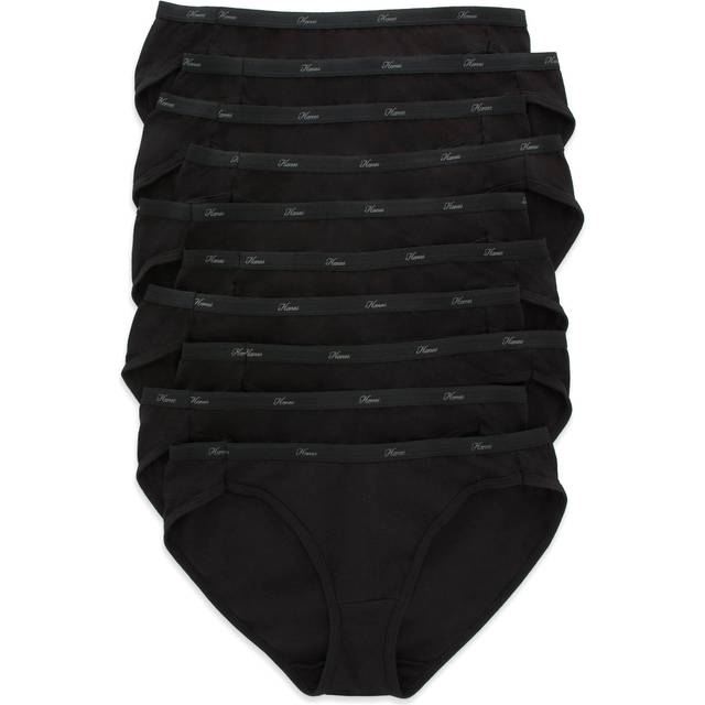 Hanes Women's Underwear Pack  Classic Cotton Bikini Panties  10-Pack Colors May Vary  All Black  5