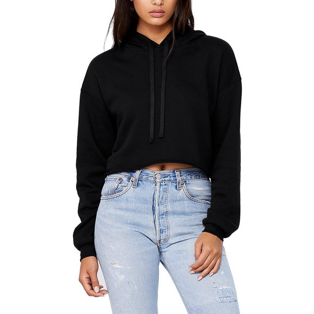 (L, Storm) Bella + Canvas Womens/Ladies Cropped Fleece Hoodie