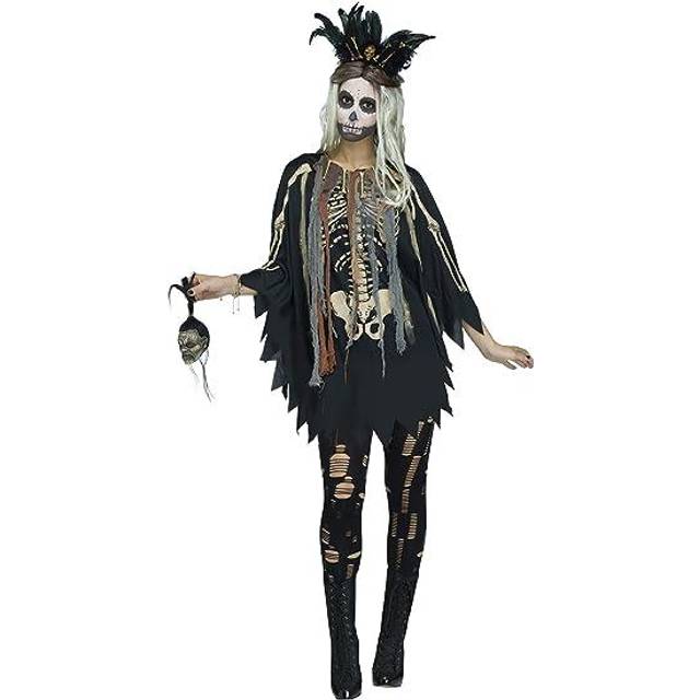 Voodoo Costume Poncho for Women | Scary Costumes - Black (One-Size)